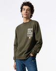 Sweat com Estampado Frontal - Verde Tropa