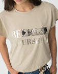 T-shirt com Estampado - Bege