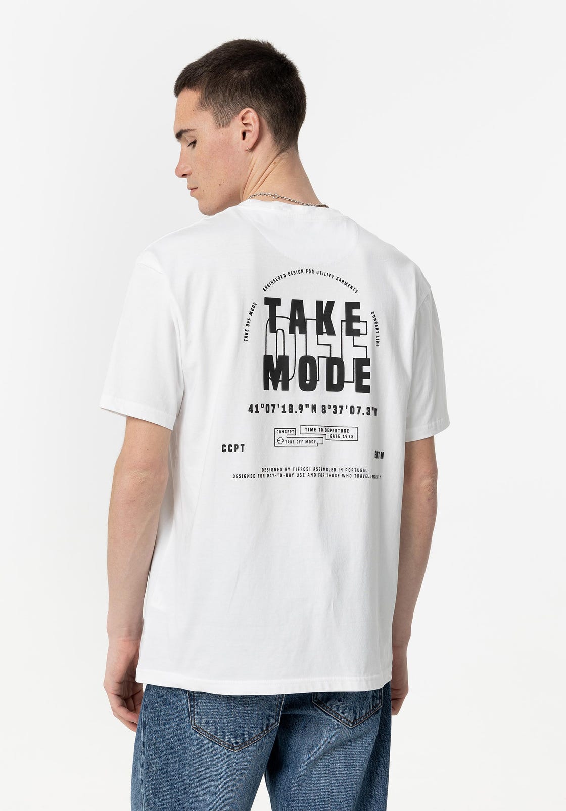 T-shirt com Estampado Traseiro - Branco