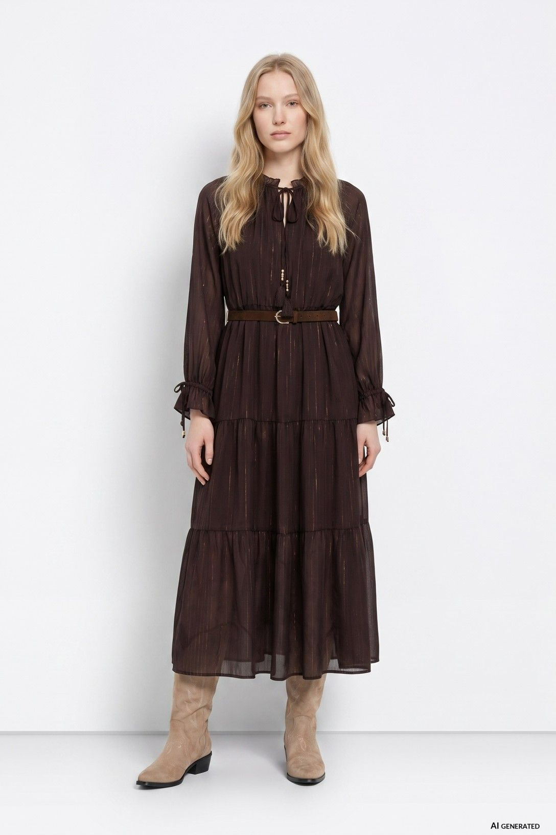 Vestido Midi - Castanho