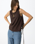 Blusa com Atilhos - Castanho