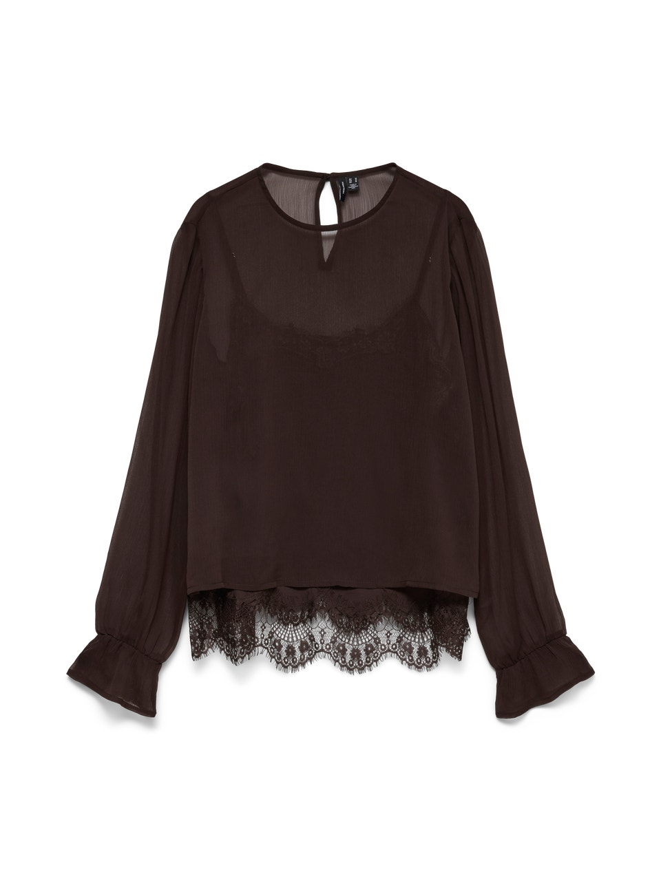 Blusa com Renda - Castanho