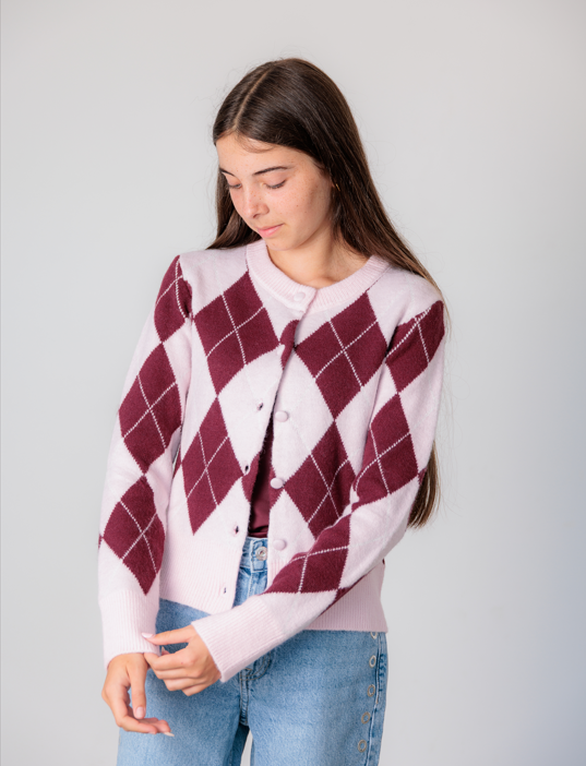 Cardigan de Malha - Rosa
