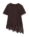 T-shirt com Renda - Castanho