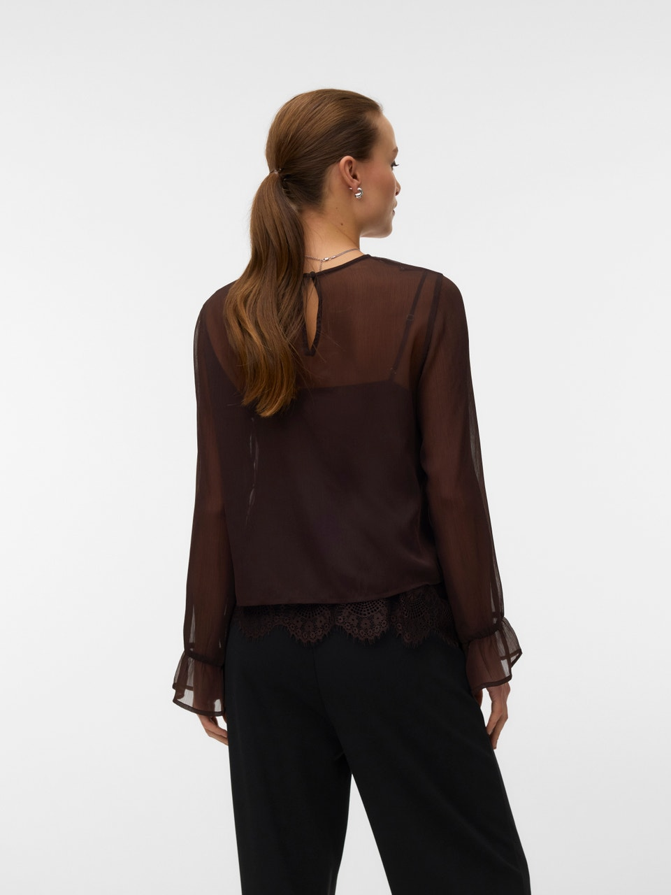 Blusa com Renda - Castanho