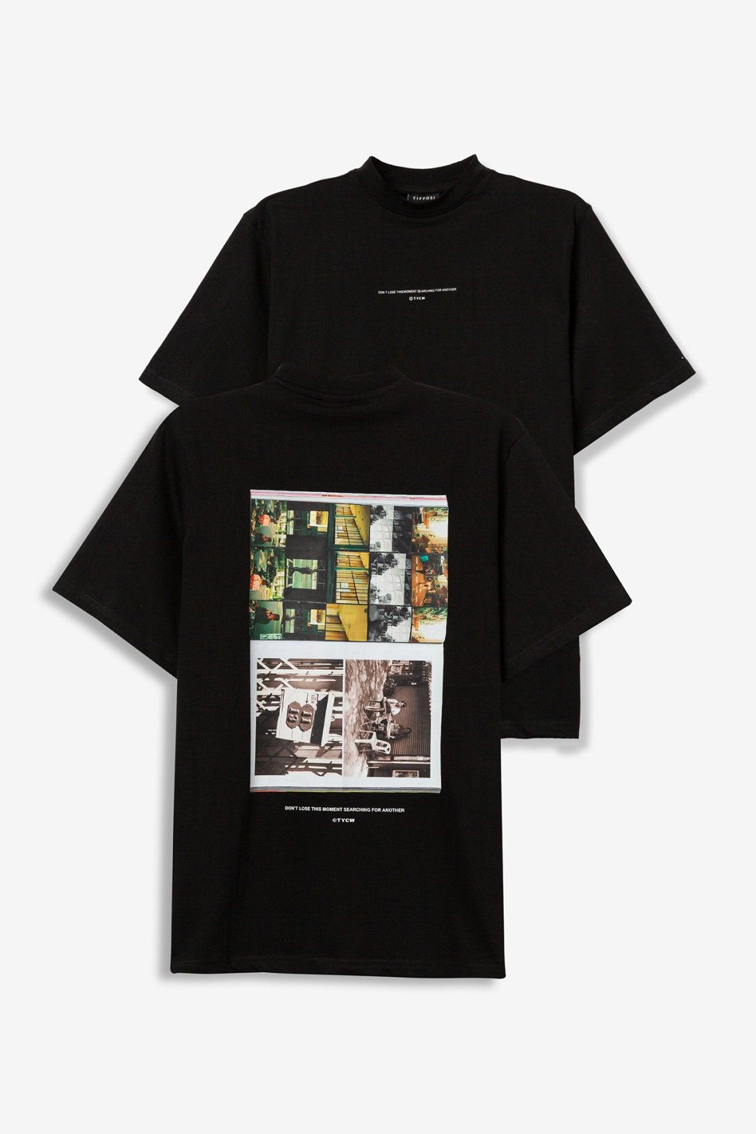 T-shirt com Estampado Traseiro - Preto