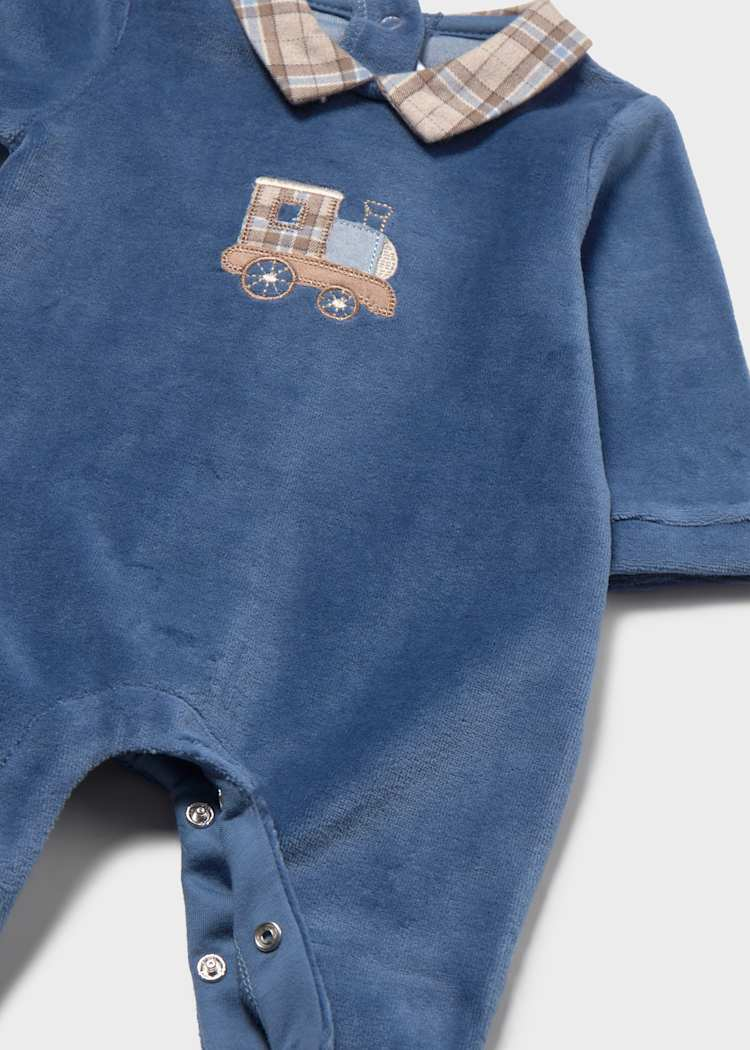 Babygrow com Pé - Azul Médio
