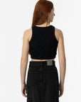 Top Cropped com Bordado Frontal - Cinza escuro