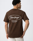 T-shirt com Estampado Traseiro - Castanho