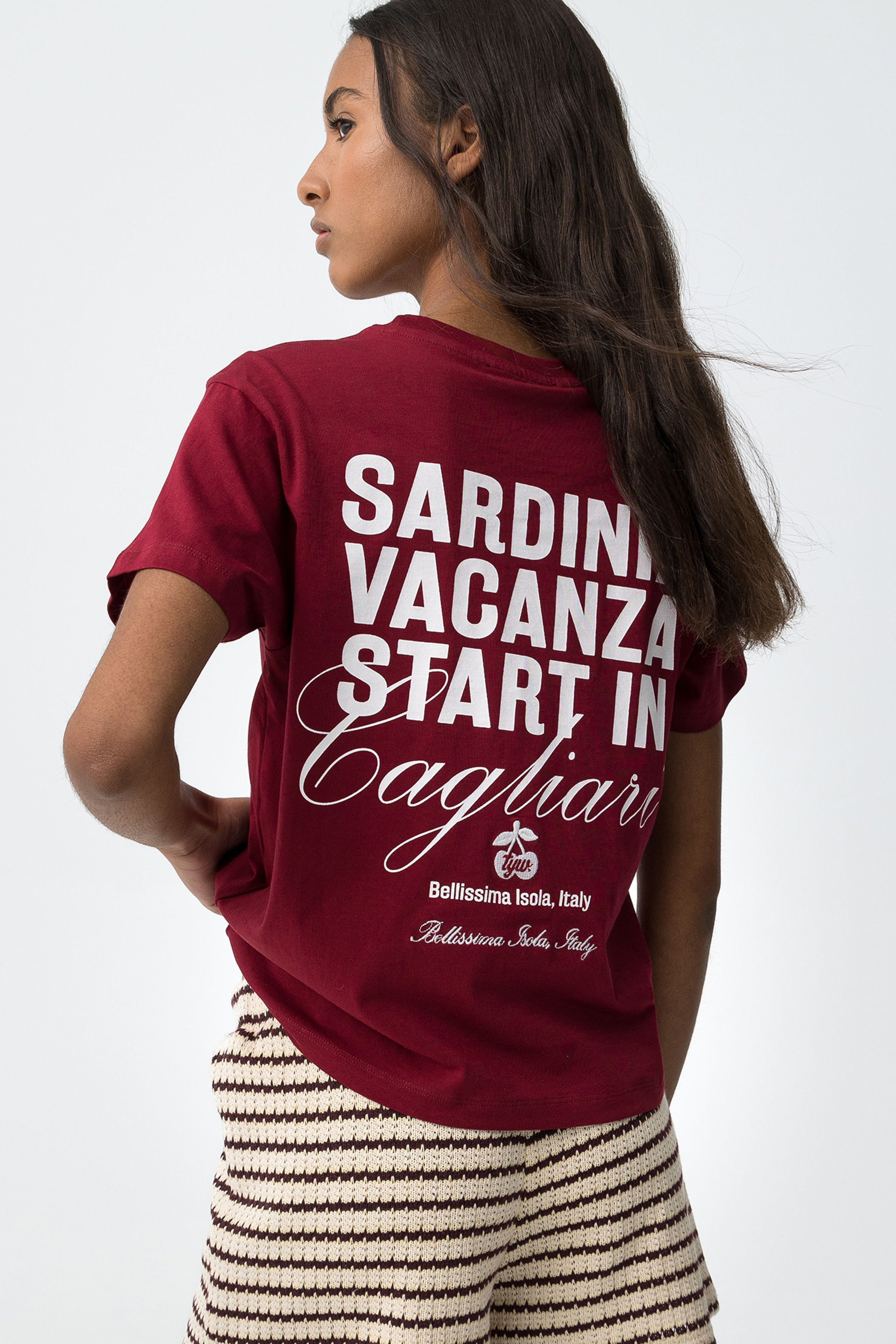 T-shirt com Estampado Traseiro - Vermelho