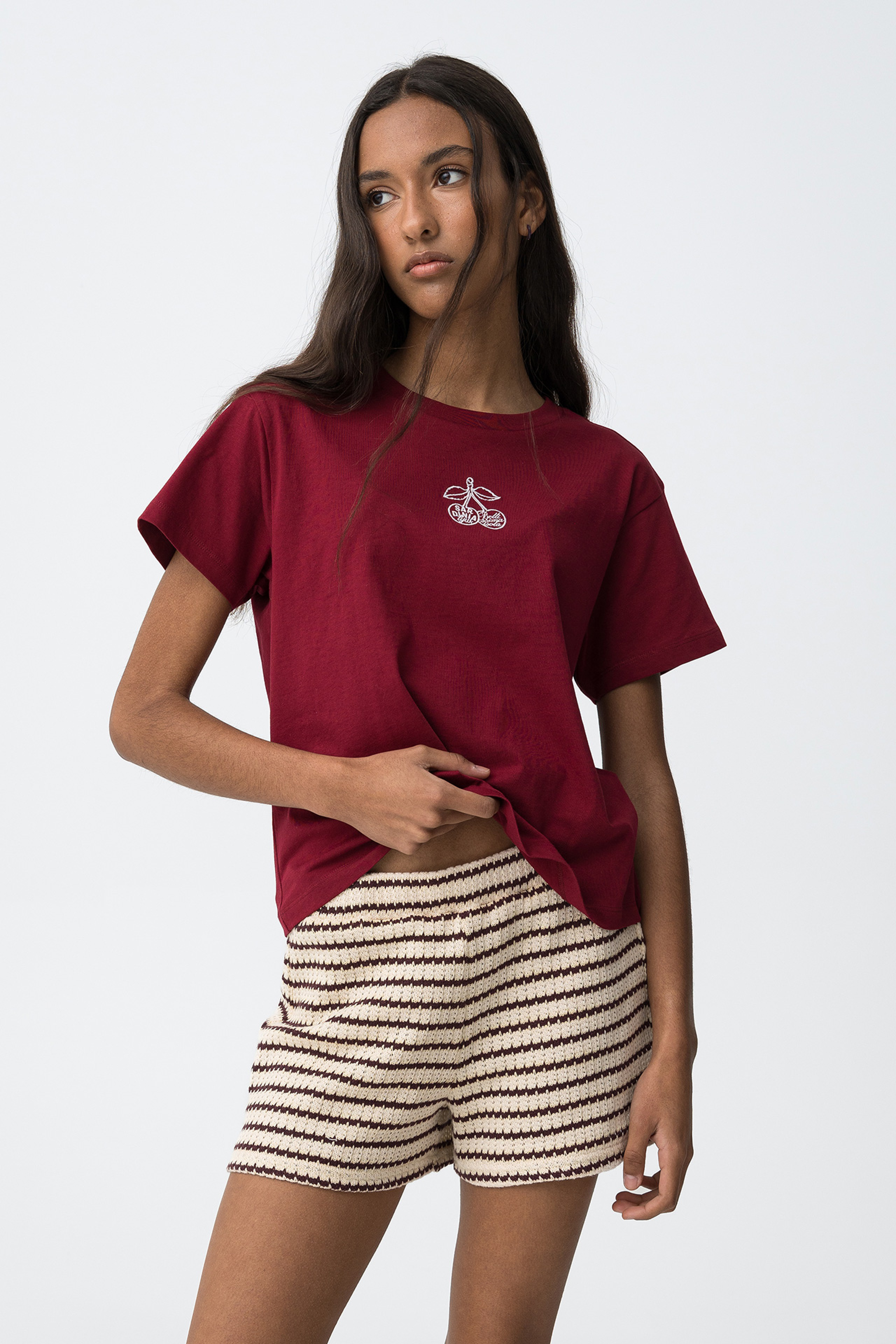 T-shirt com Estampado Traseiro - Vermelho
