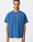 T-shirt com Estampado Traseiro - Azul Médio